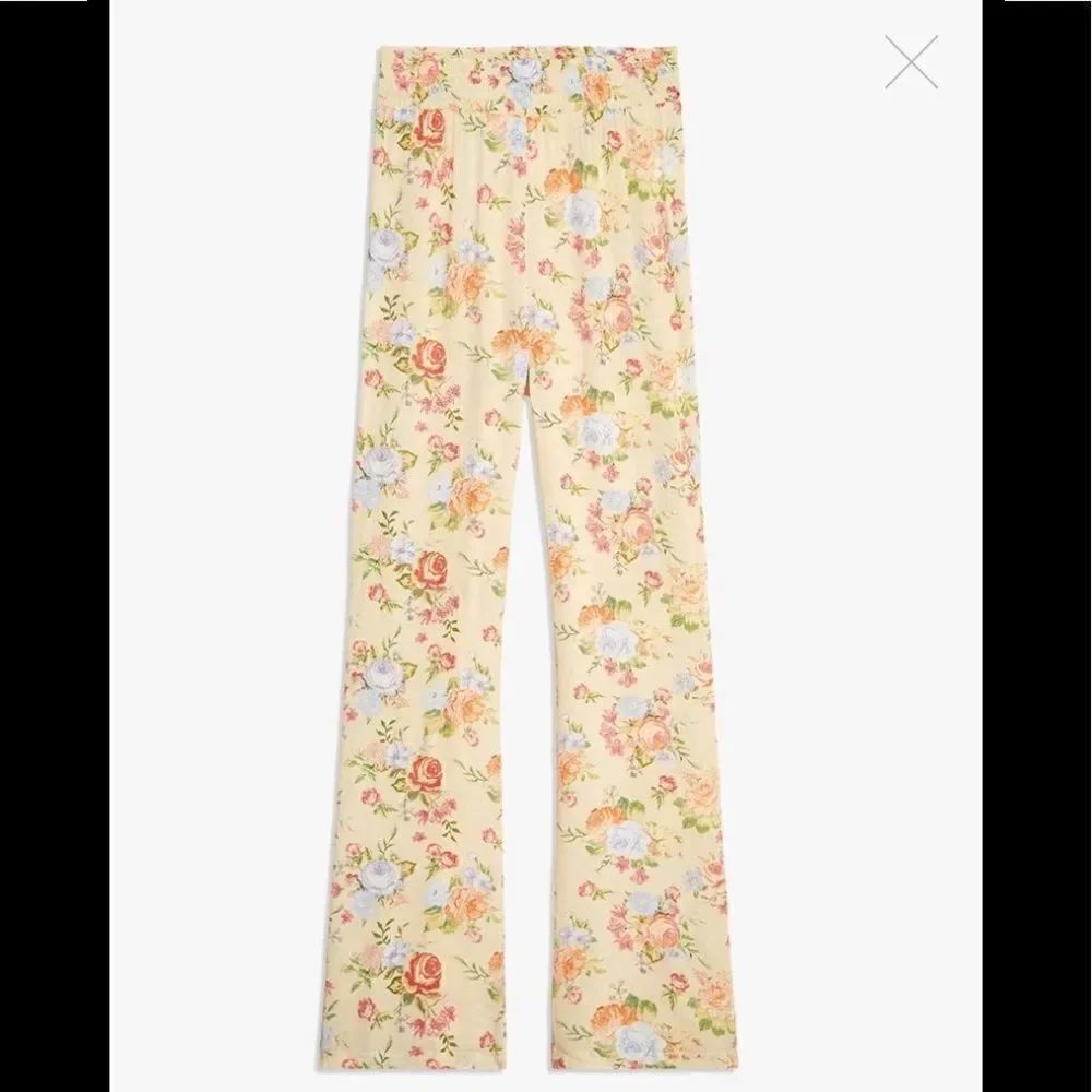 Smocked Vintage Drapes Flare Pants, Sand Multi